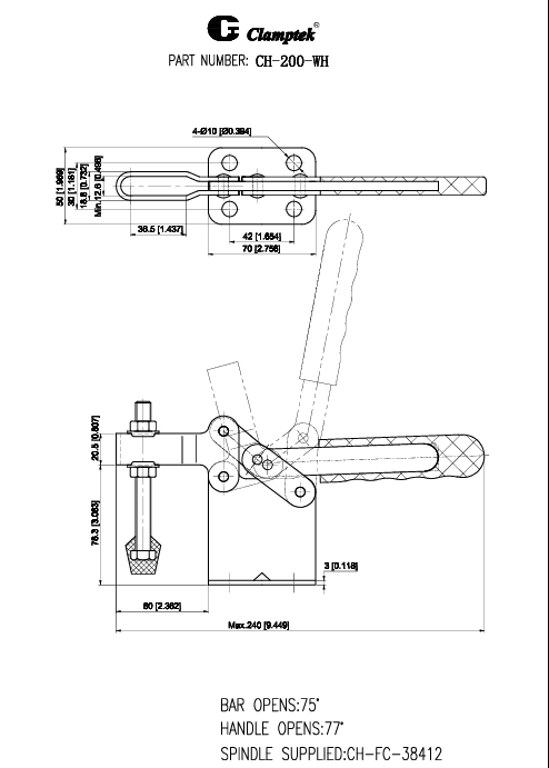 Cam kẹp ngang CH200WH