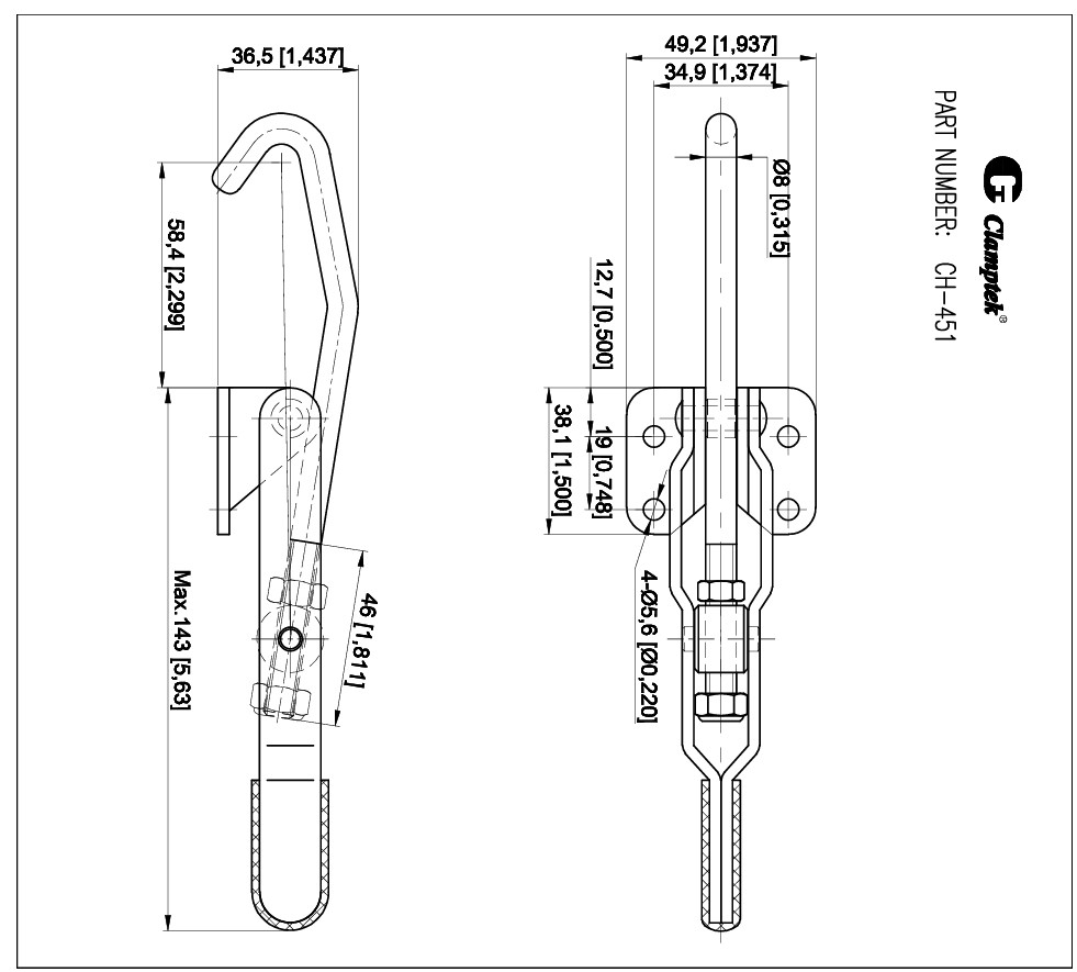Cam kẹp chốt CH451