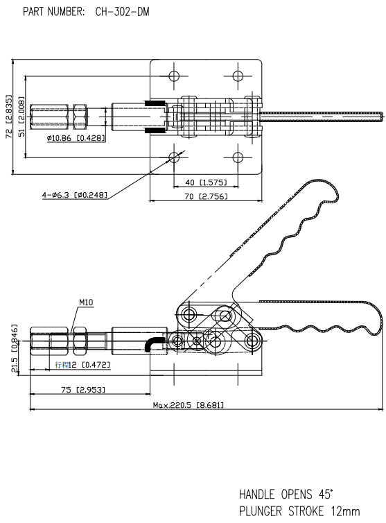 Kẹp đẩy ngang CH302DM