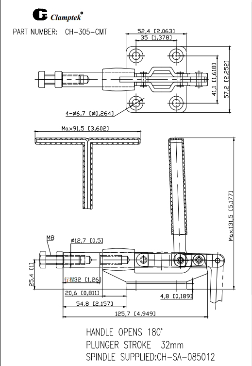 Kẹp đẩy ngang CH305CMT