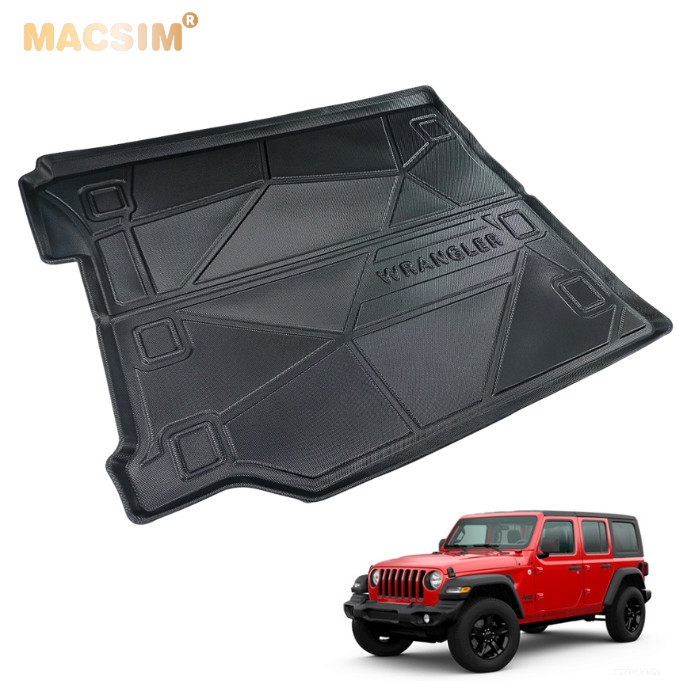 Thảm lót cốp xe ô tô Jeep Wrangler Rubicon New 2019-đến nay nhãn hiệu  Macsim chất liệu TPV cao cấp màu đen | Macsim - The luxury choice