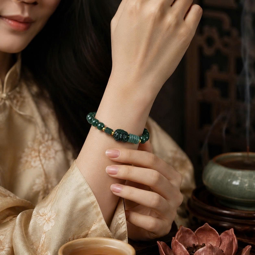 Vòng Hồ Ly Mix Ngũ Điếu và Lu Lam Ngọc - VDQ009