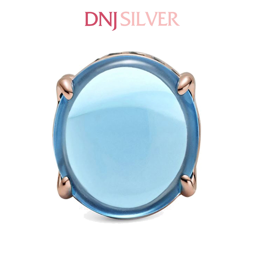 [Chính hãng] Charm bạc 925 cao cấp - Charm Blue Oval Cabochon thích hợp để mix vòng tay charm bạc cao cấp - DN702