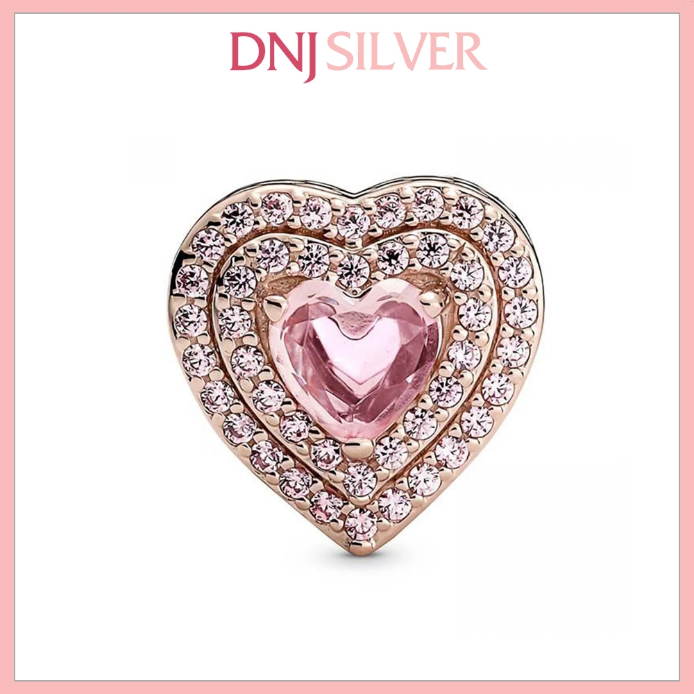 [Chính hãng] Charm bạc 925 cao cấp - Charm Sparkling Levelled Heart thích hợp để mix vòng tay charm bạc cao cấp - DN536