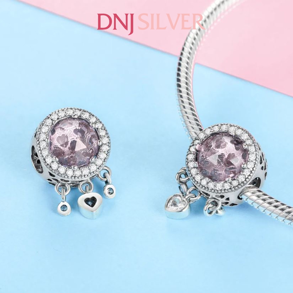 [Chính hãng] Charm bạc 925 cao cấp - Charm Pink Brilliant Heart thích hợp để mix vòng tay charm bạc cao cấp - DN715