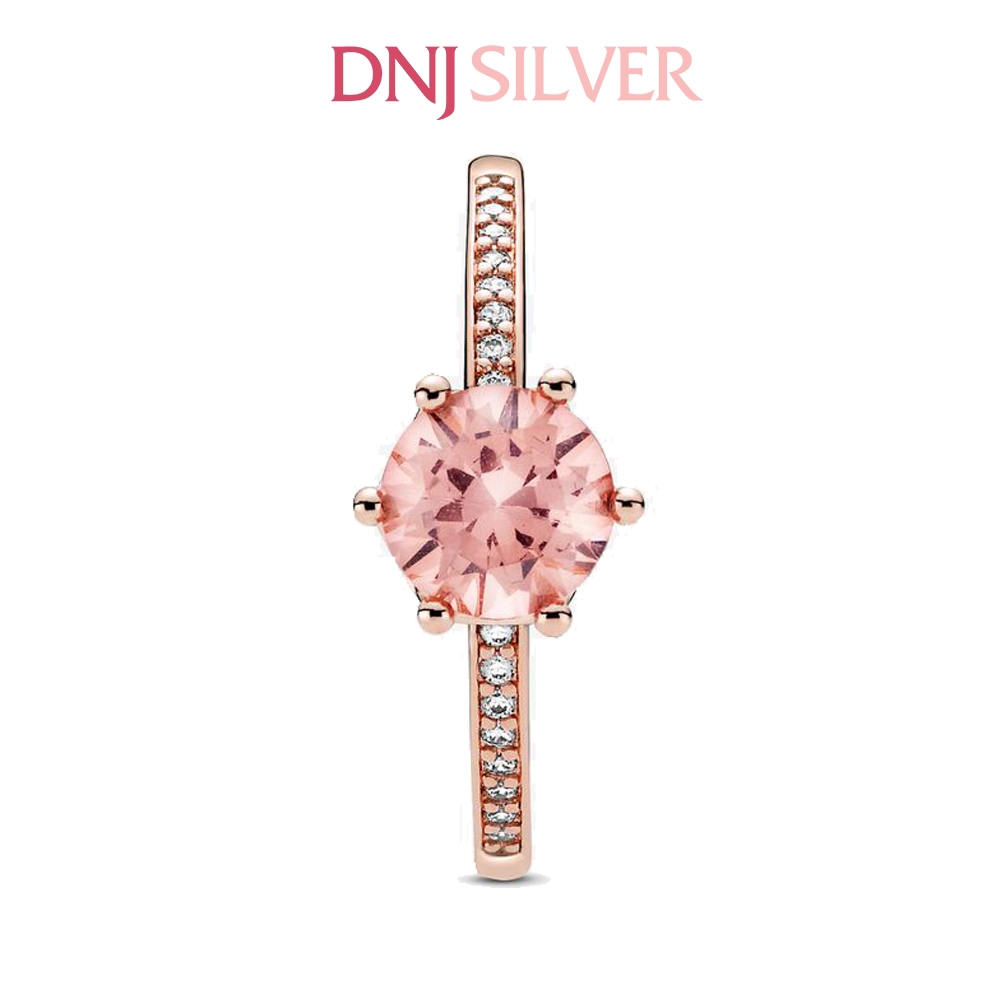 Nhẫn bạc 925 cao cấp - Nhẫn Pink Sparkling Crown Solitaire