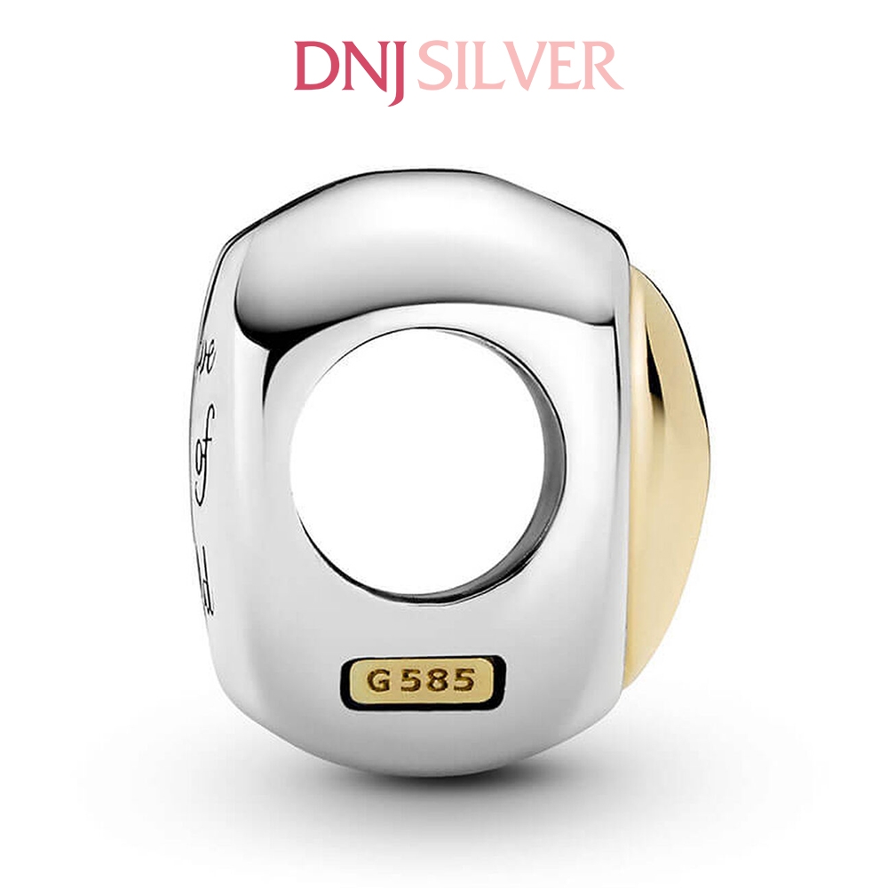 [Chính hãng] Charm bạc 925 cao cấp - Charm Domed Golden Heart thích hợp để mix vòng tay charm bạc cao cấp - DN719