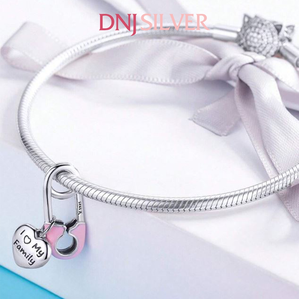 [Chính hãng] Charm bạc 925 cao cấp - Charm Safety Pin I Love My Family thích hợp để mix vòng tay charm bạc cao cấp - DN741