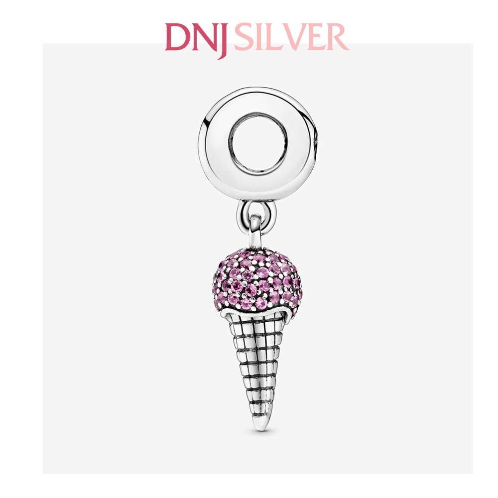 [Chính hãng] Charm bạc 925 cao cấp - Charm Pave Ice Cream Cone Pink Sapphire thích hợp để mix vòng tay charm bạc cao cấp - DN596