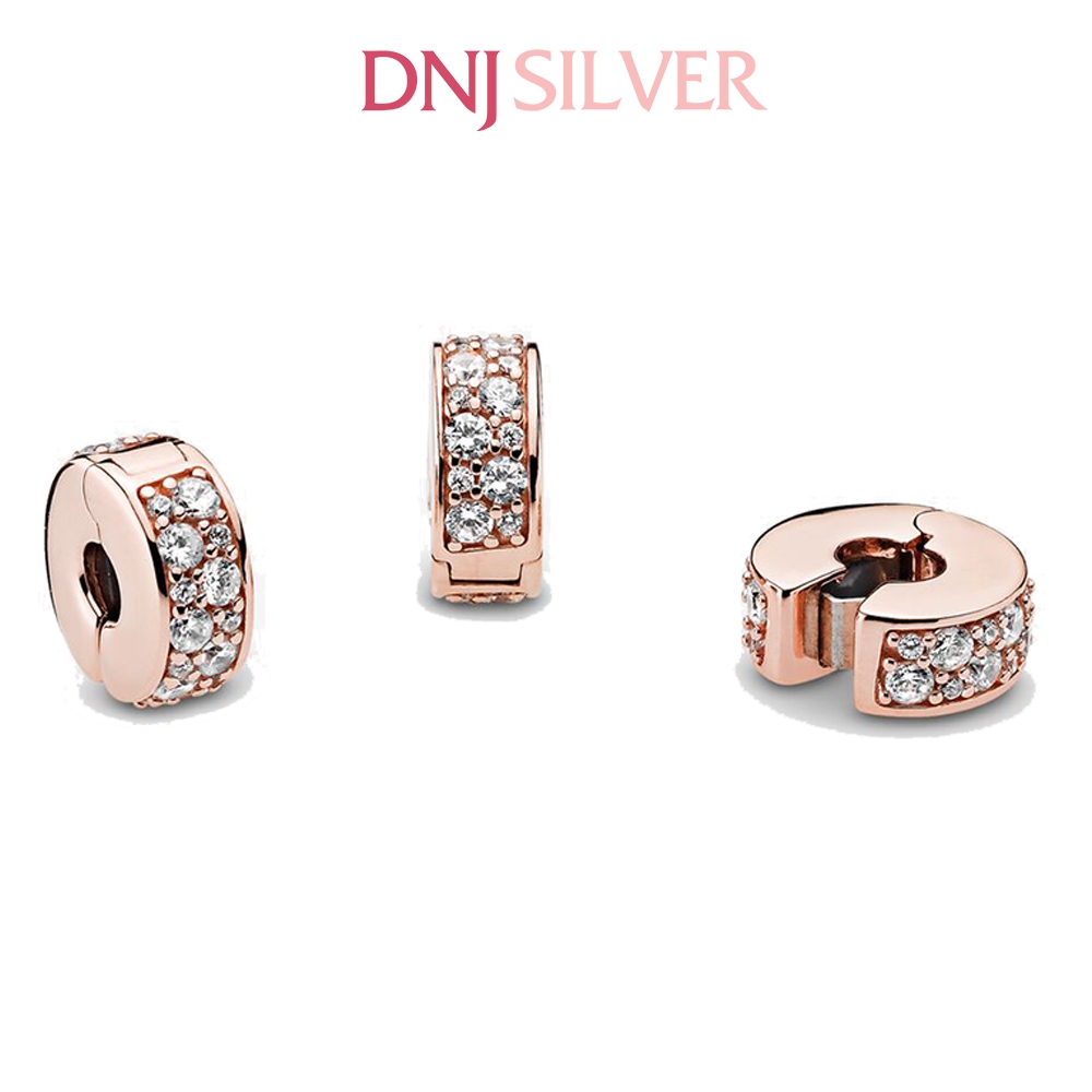 [Chính hãng] Charm bạc 925 cao cấp - Charm RoseClear Pavé Clip thích hợp để mix vòng tay charm bạc cao cấp - DN622