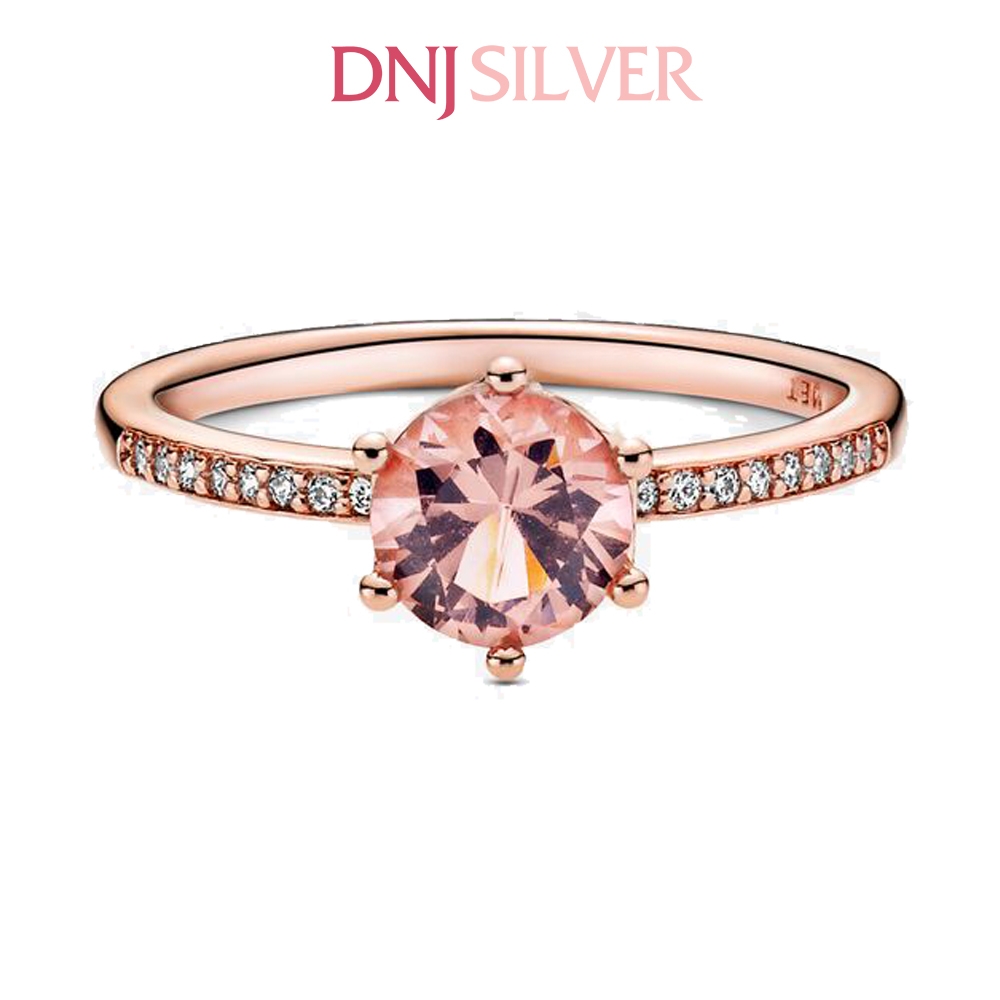 Nhẫn bạc 925 cao cấp - Nhẫn Pink Sparkling Crown Solitaire