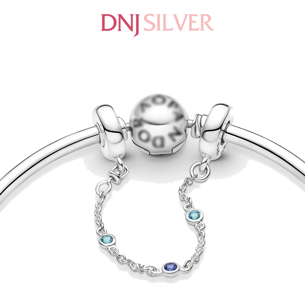 [Chính hãng] Charm bạc 925 cao cấp - Charm Triple Blue Stone Safety Chain thích hợp để mix vòng tay charm bạc cao cấp - DN594