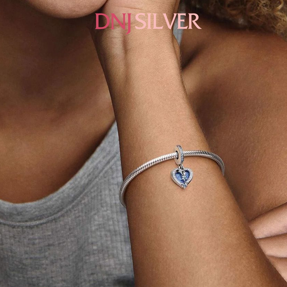 [Chính hãng] Charm bạc 925 cao cấp - CharmCelestial Shooting Star Heart Double Dangle thích hợp để mix vòng tay charm bạc cao cấp - DN579
