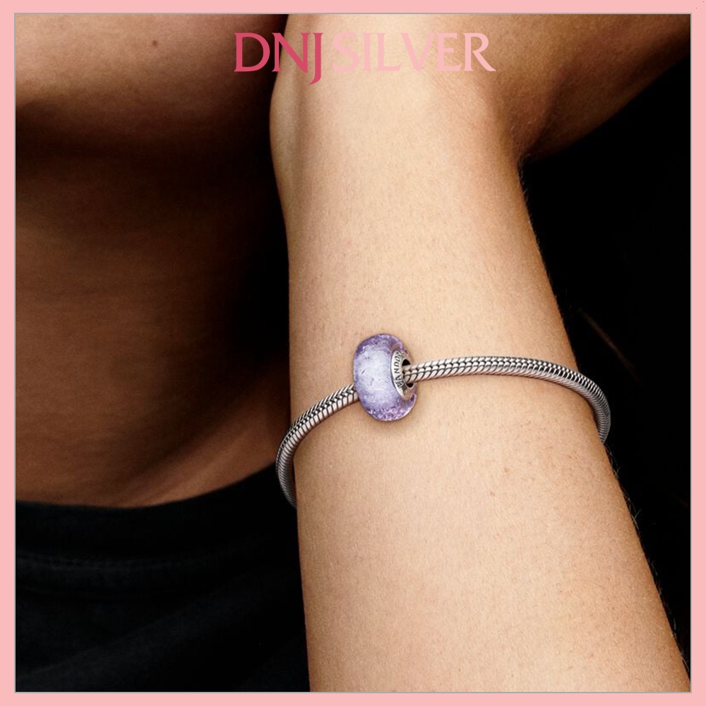 [Chính hãng] Charm bạc 925 cao cấp - Charm Wavy Lavender Murano Glass thích hợp để mix vòng tay charm bạc cao cấp - DN554