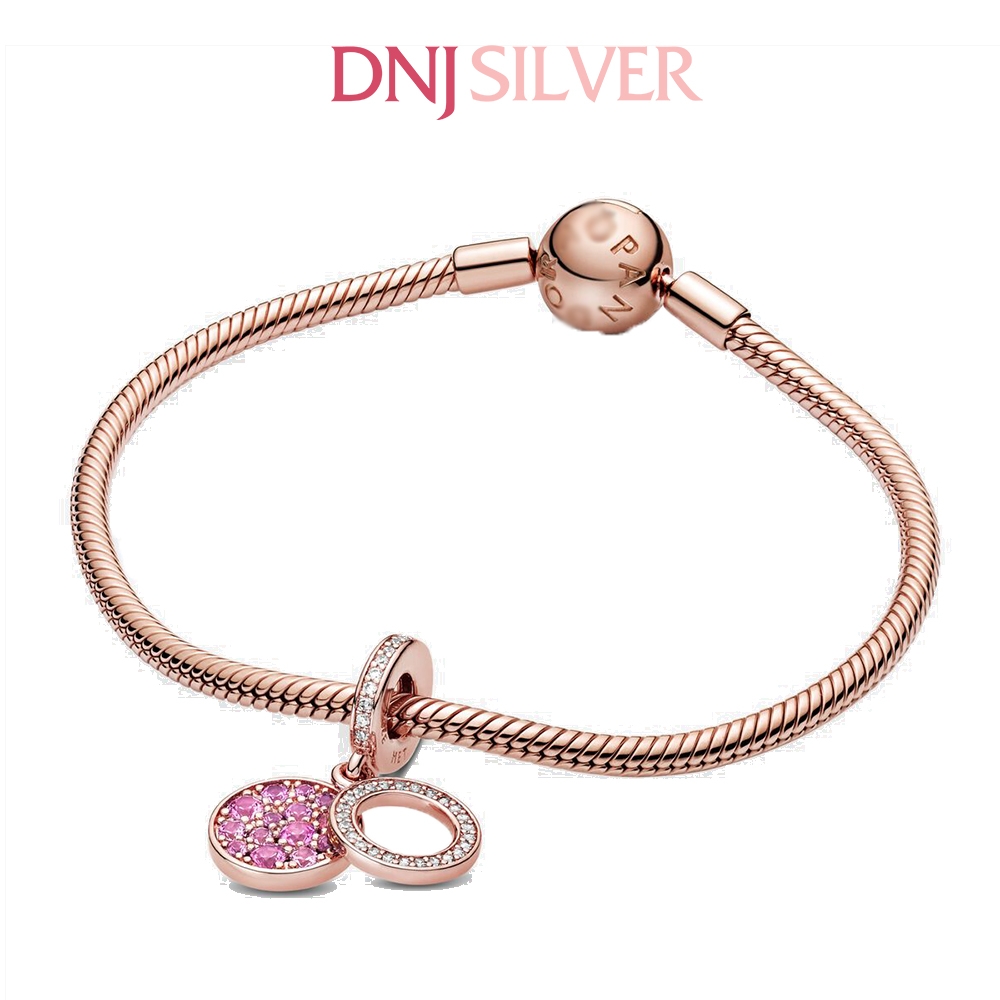 [Chính hãng] Charm bạc 925 cao cấp - Charm Sparkling Pink Disc Double Dangle thích hợp để mix vòng tay charm bạc cao cấp - DN707