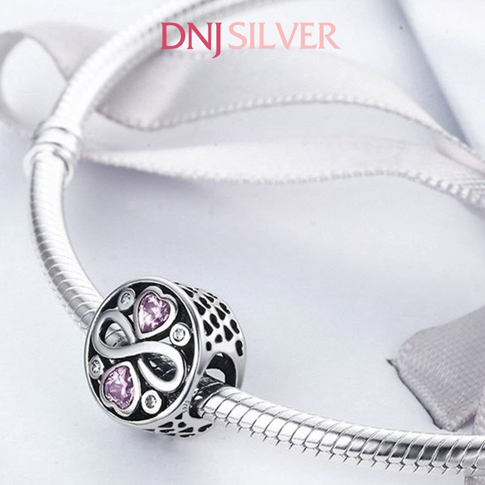 [Chính hãng] Charm bạc 925 cao cấp - Charm Infinity Pink Heart Crystal thích hợp để mix vòng tay charm bạc cao cấp - DN587