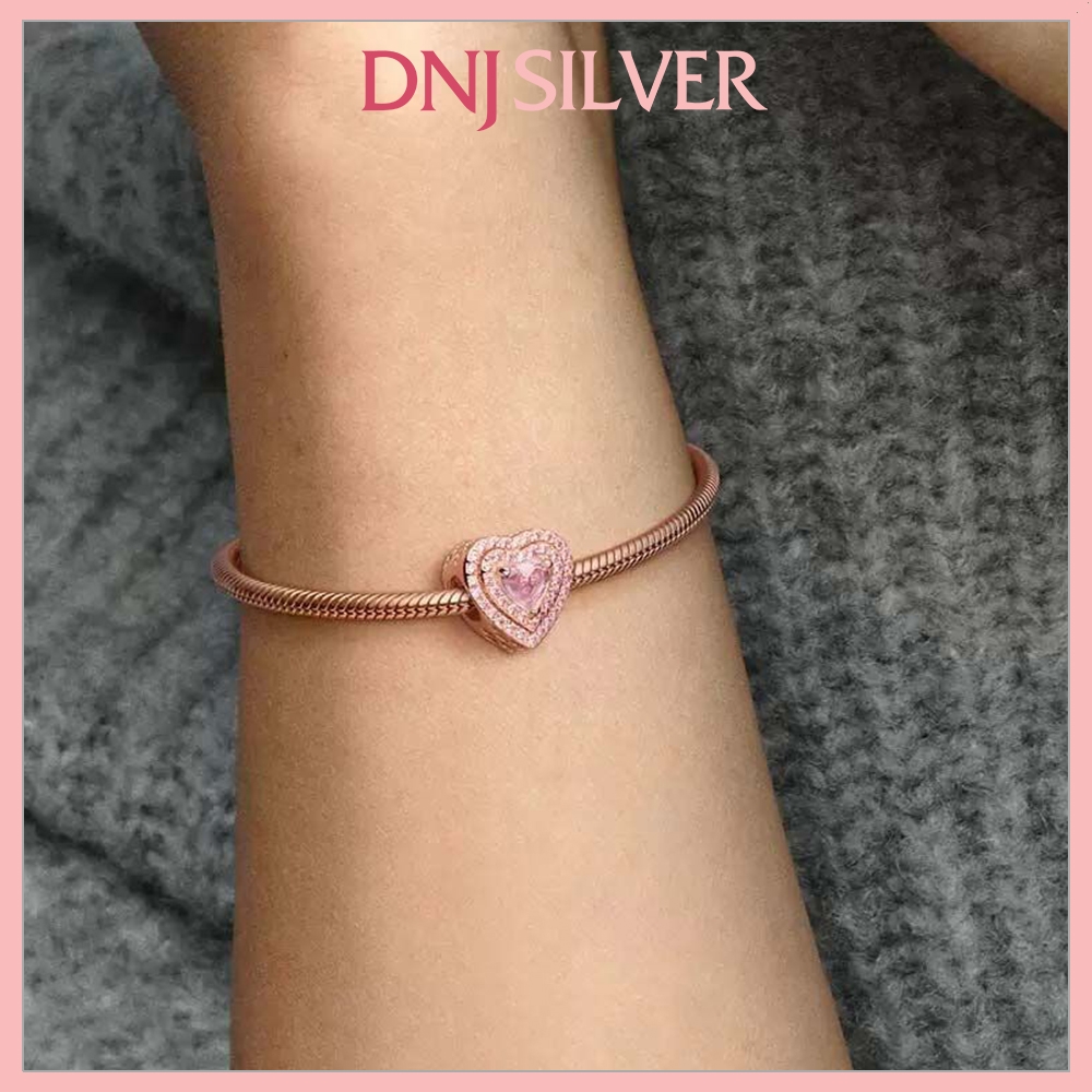 [Chính hãng] Charm bạc 925 cao cấp - Charm Sparkling Levelled Heart thích hợp để mix vòng tay charm bạc cao cấp - DN536