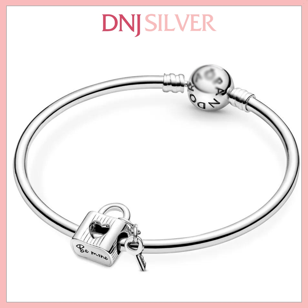 [Chính hãng] Charm bạc 925 cao cấp - Charm Padlock & Heart Key thích hợp để mix vòng tay charm bạc cao cấp - DN544