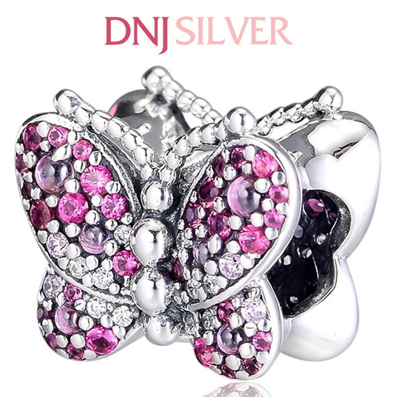 [Chính hãng] Charm bạc 925 cao cấp - Charm Pink Pavé Butterfly thích hợp để mix vòng tay charm bạc cao cấp - DN290