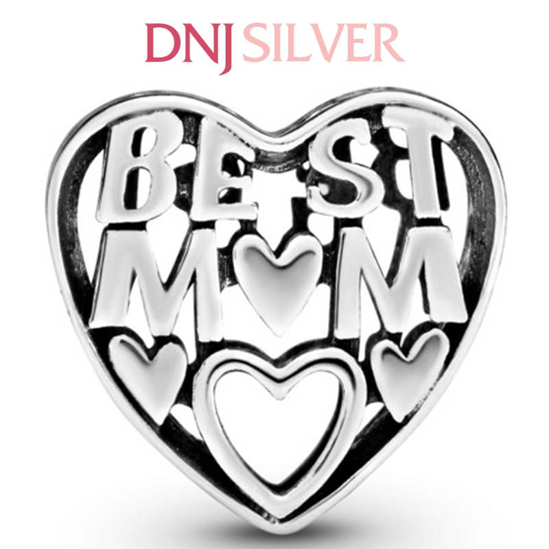 [Chính hãng] Charm bạc 925 cao cấp - Charm Best Mother Openwork Heart thích hợp để mix vòng tay charm bạc cao cấp - DN432