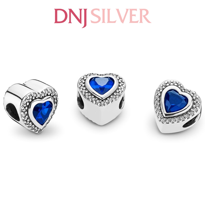 [Chính hãng] Charm bạc 925 cao cấp - Charm Sparkling Blue Heart thích hợp để mix vòng tay charm bạc cao cấp - DN124