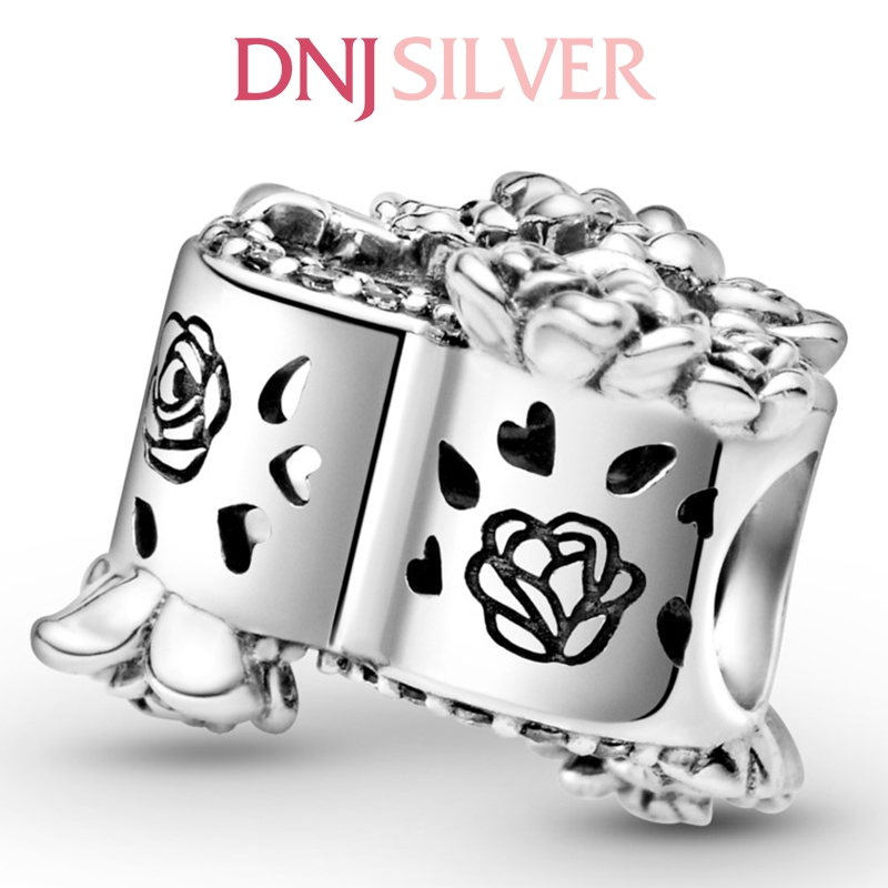 [Chính hãng] Charm bạc 925 cao cấp - Charm Open Heart & Rose Flowers thích hợp để mix vòng tay charm bạc cao cấp - DN153