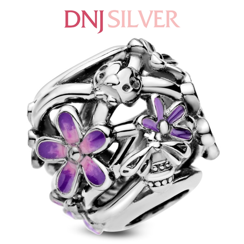 [Chính hãng] Charm bạc 925 cao cấp - Charm Openwork Purple Daisy thích hợp để mix vòng tay charm bạc cao cấp - DN014