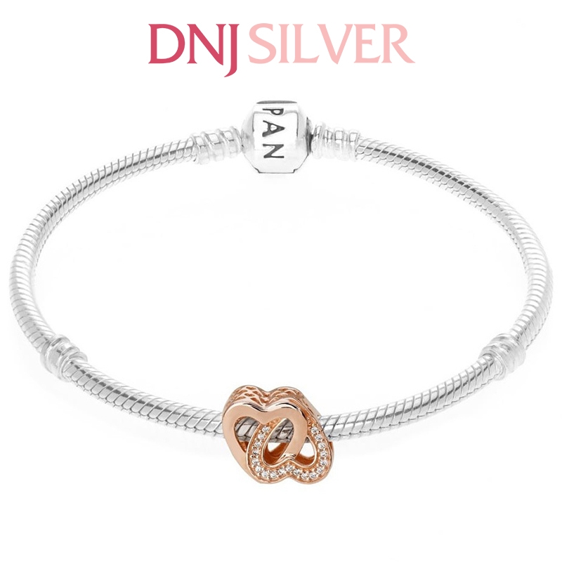 [Chính hãng] Charm bạc 925 cao cấp - Charm Rose Gold Entwined Hearts thích hợp để mix vòng tay charm bạc cao cấp - DN460