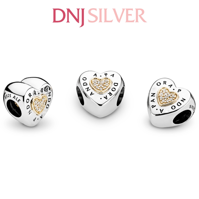 [Chính hãng] Charm bạc 925 cao cấp - Charm Pan Signature Heart thích hợp để mix vòng tay charm bạc cao cấp - DN027
