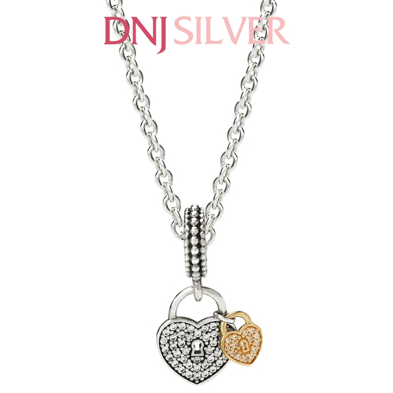 [Chính hãng] Charm bạc 925 cao cấp - Charm Pavé Heart Padlocks Dangle thích hợp để mix vòng tay charm bạc cao cấp - DN407