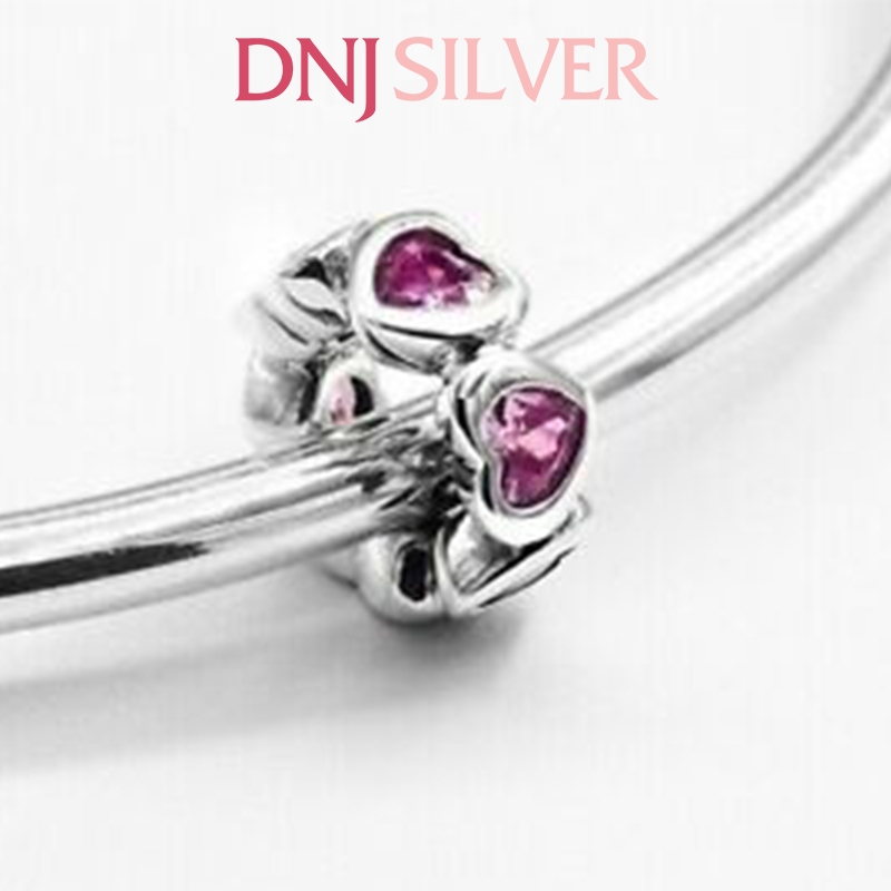 [Chính hãng] Charm bạc 925 cao cấp - Charm Pink Heart Spacer thích hợp để mix vòng tay charm bạc cao cấp - DN309