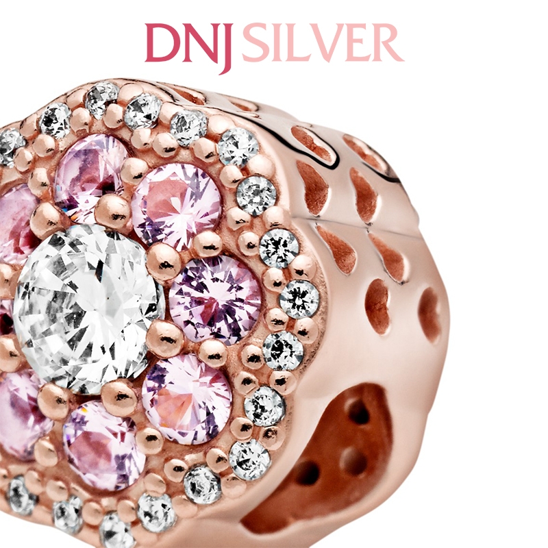 [Chính hãng] Charm bạc 925 cao cấp - Charm Pink Sparkle Flower thích hợp để mix vòng tay charm bạc cao cấp - DN189