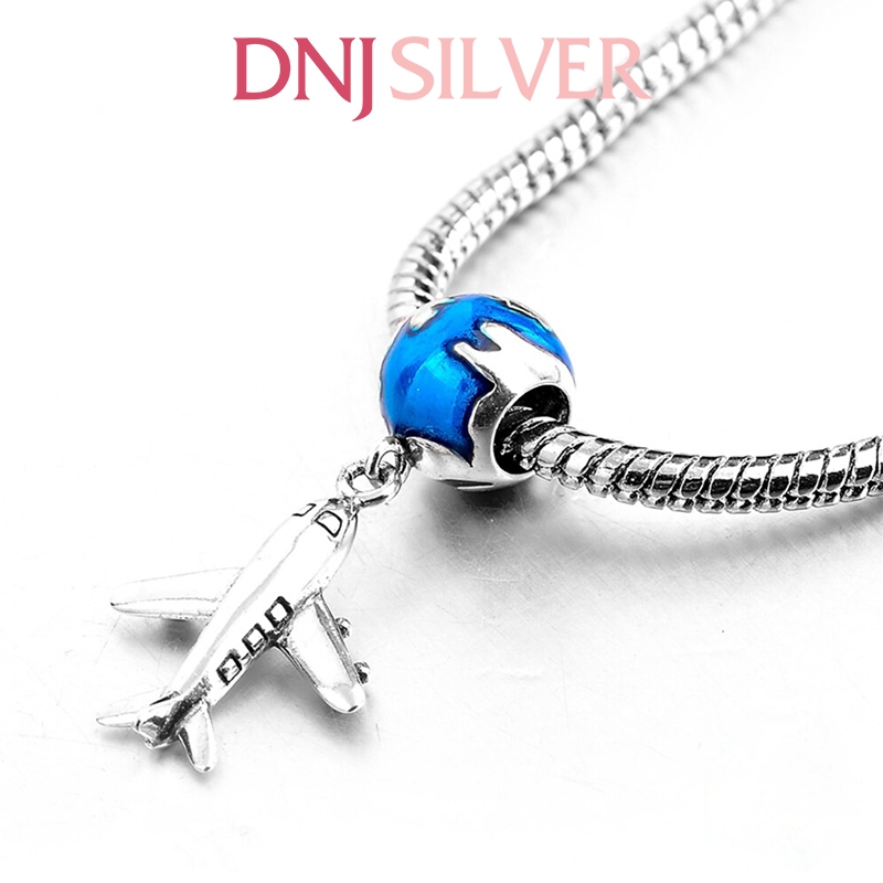 [Chính hãng] Charm bạc 925 cao cấp - Charm Blue Enamel Earth with Aircraft thích hợp để mix vòng tay charm bạc cao cấp - DN378