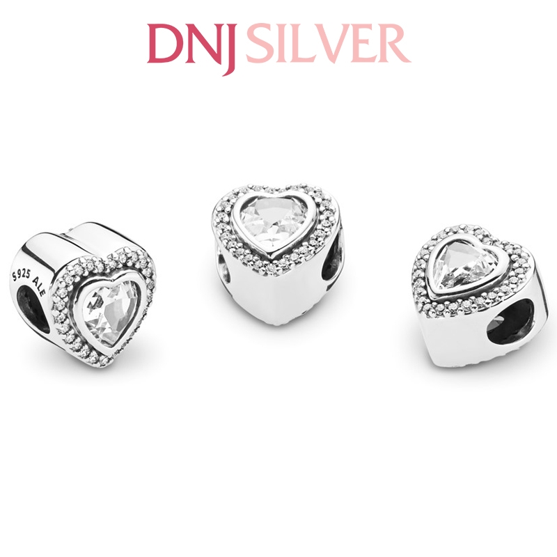 [Chính hãng] Charm bạc 925 cao cấp - Charm Sparkling Clear Heart thích hợp để mix vòng tay charm bạc cao cấp - DN418