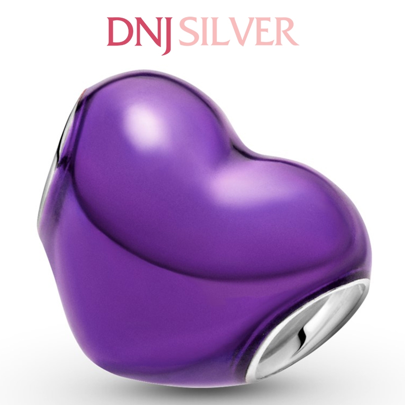 [Chính hãng] Charm bạc 925 cao cấp - Charm Metallic Purple Heart thích hợp để mix vòng tay charm bạc cao cấp - DN085