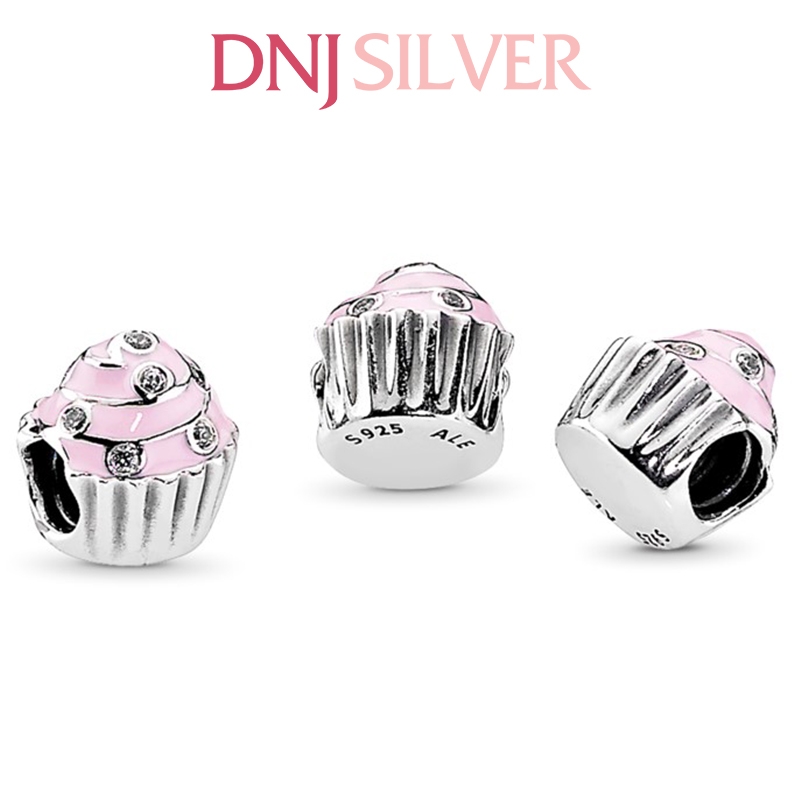 [Chính hãng] Charm bạc 925 cao cấp - Charm Pink Cupcake thích hợp để mix vòng tay charm bạc cao cấp - DN202