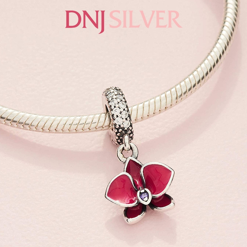 [Chính hãng] Charm bạc 925 cao cấp - Charm Purple Orchid Cubic Zirconia thích hợp để mix vòng tay charm bạc cao cấp - DN304