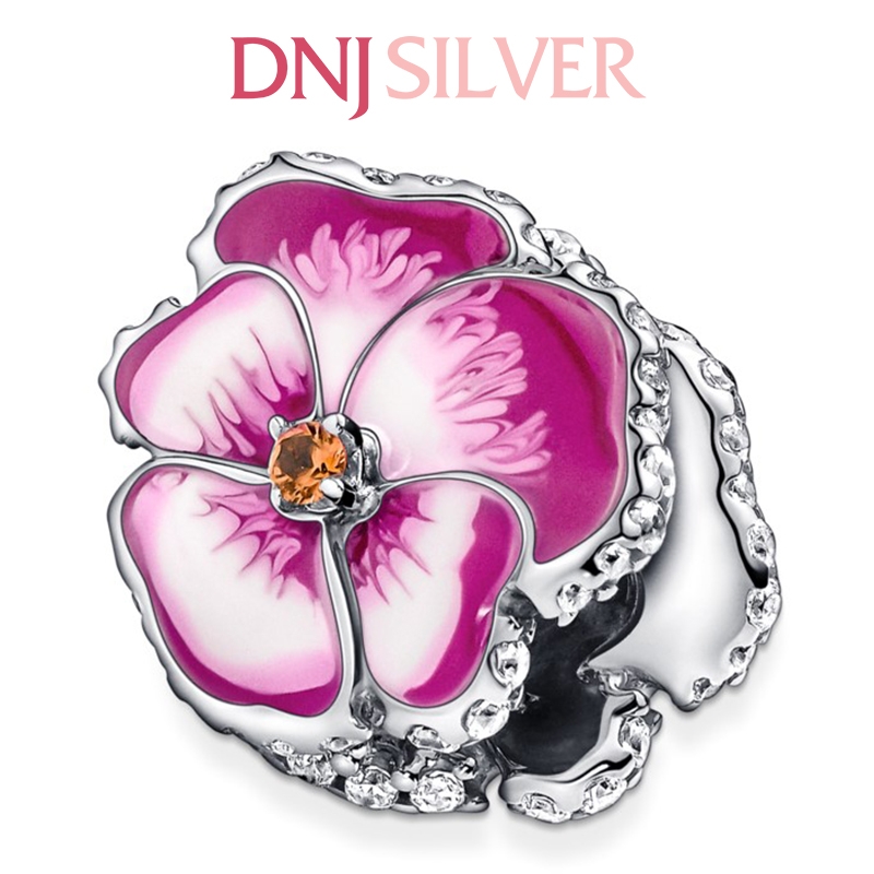 [Chính hãng] Charm bạc 925 cao cấp - Charm Pink Pansy Flowerr thích hợp để mix vòng tay charm bạc cao cấp - DN056