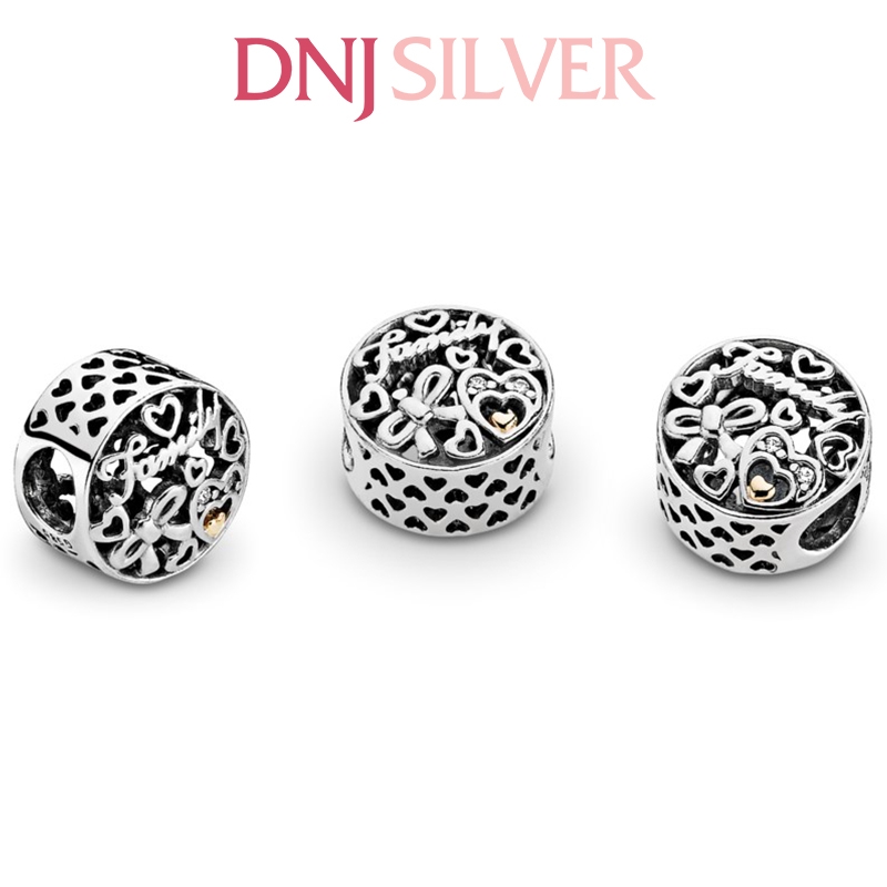 [Chính hãng] Charm bạc 925 cao cấp - Charm Openwork Family Heart thích hợp để mix vòng tay charm bạc cao cấp - DN438