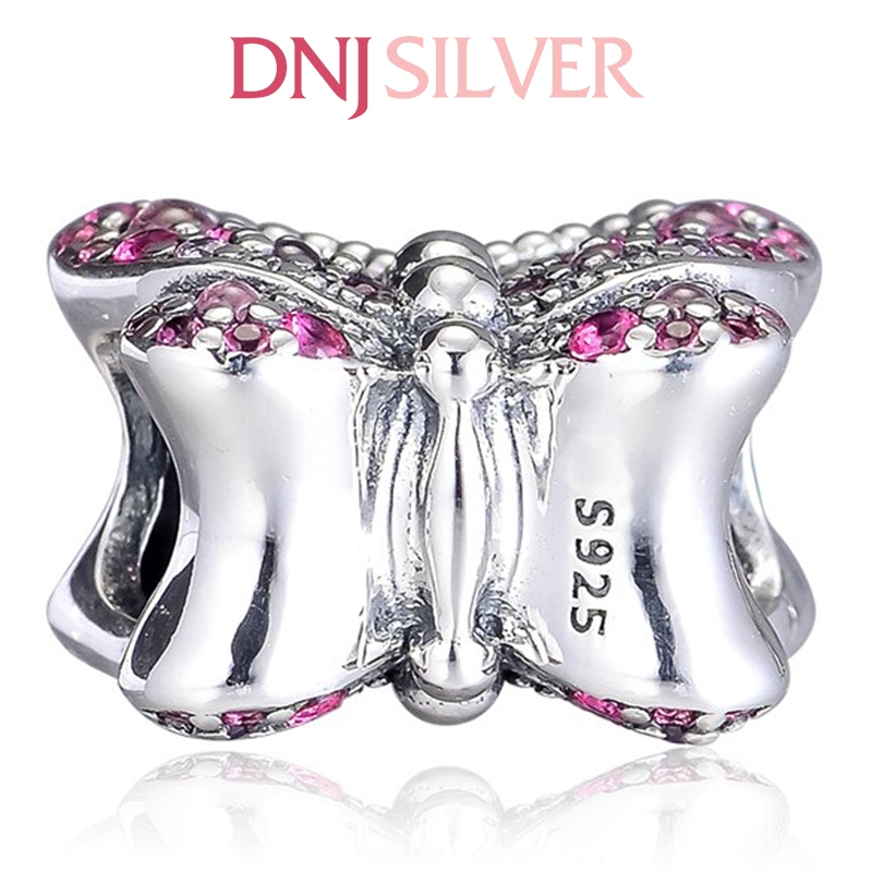 [Chính hãng] Charm bạc 925 cao cấp - Charm Pink Pavé Butterfly thích hợp để mix vòng tay charm bạc cao cấp - DN290