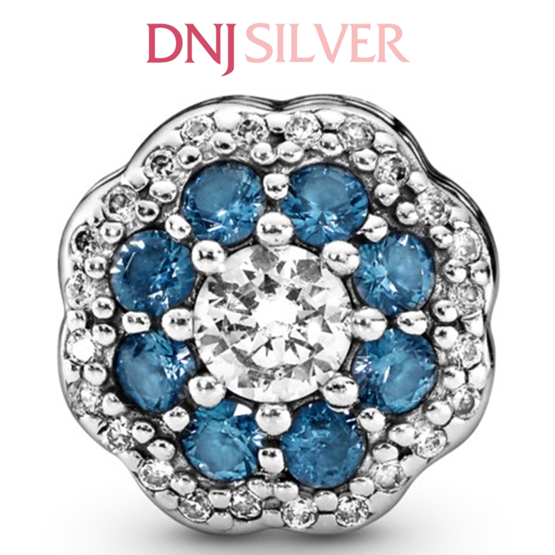 [Chính hãng] Charm bạc 925 cao cấp - Charm Blue Sparkle Flower thích hợp để mix vòng tay charm bạc cao cấp - DN187