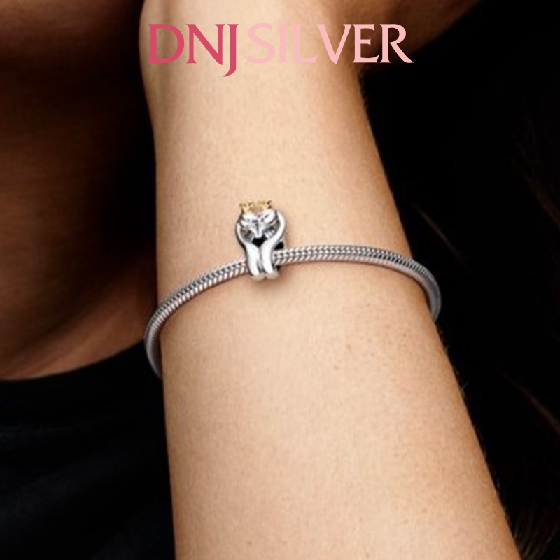 [Chính hãng] Charm bạc 925 cao cấp - Charm Two-tone Swans & Heart thích hợp để mix vòng tay charm bạc cao cấp - DN123