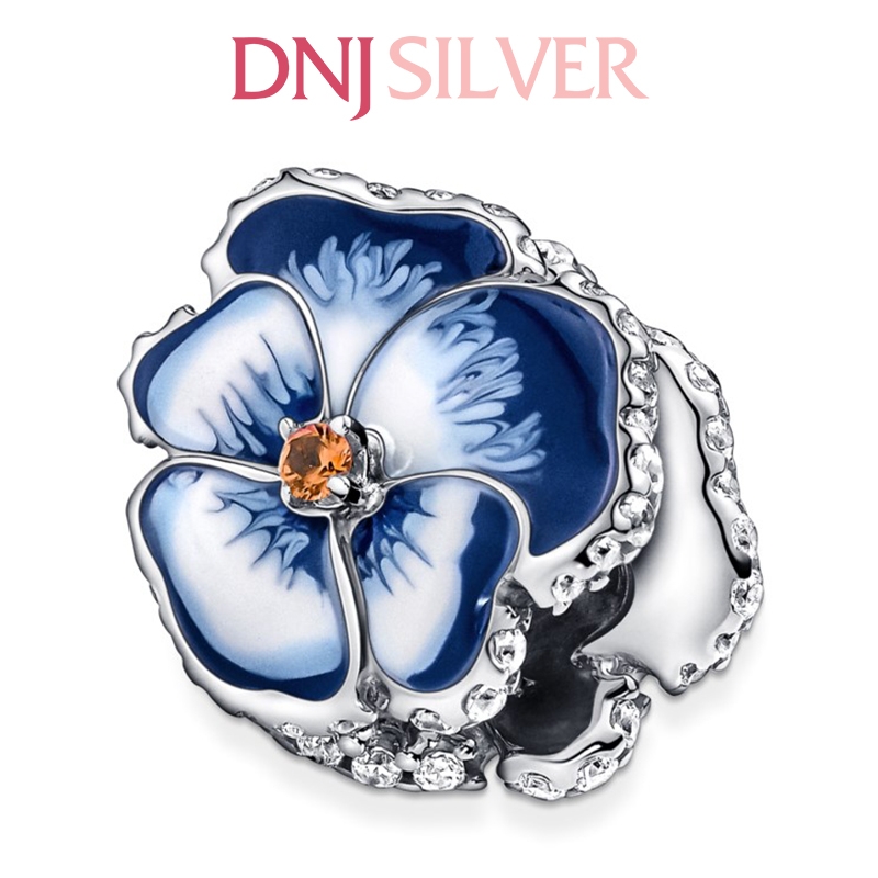 [Chính hãng] Charm bạc 925 cao cấp - Charm Blue Pansy Flower thích hợp để mix vòng tay charm bạc cao cấp - DN057