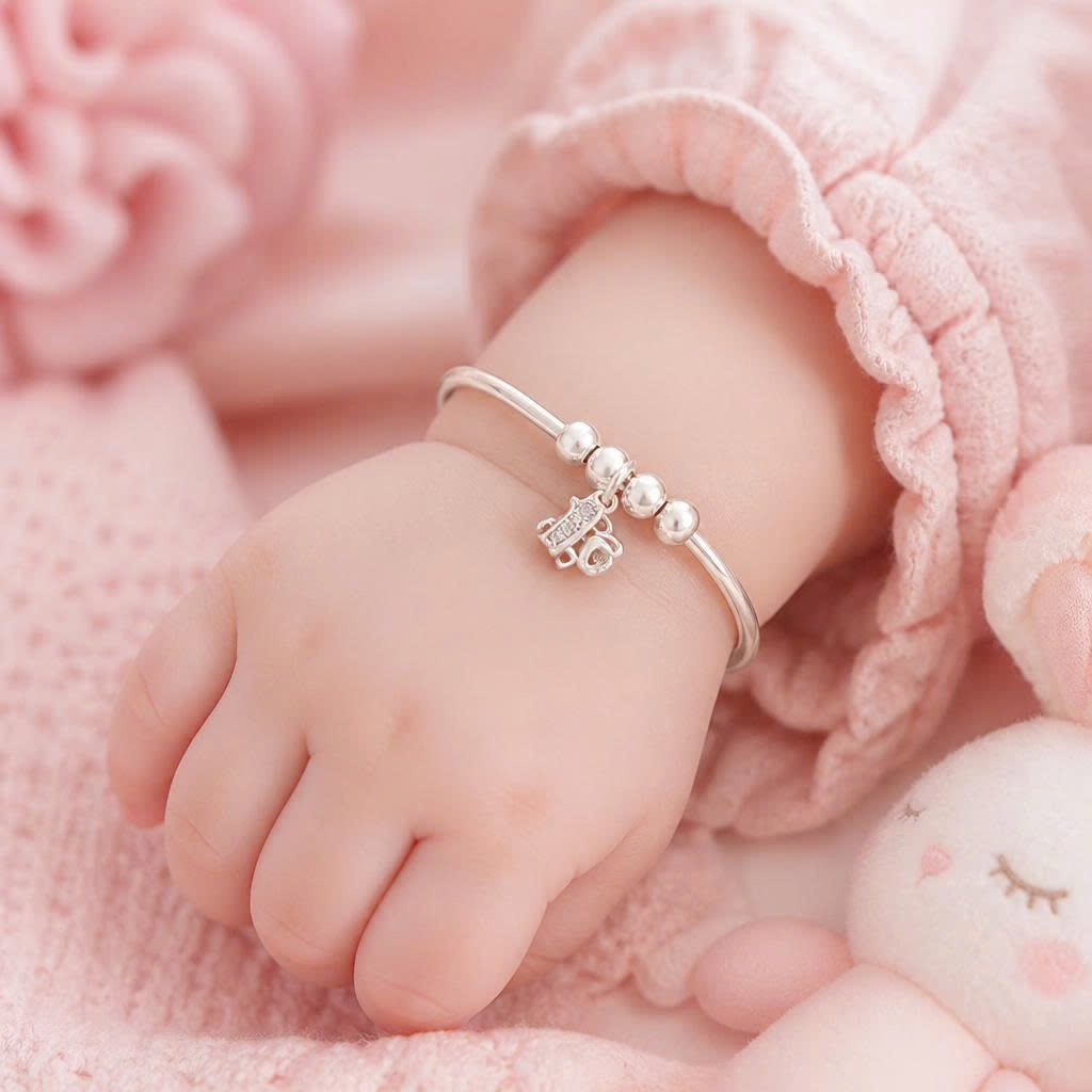 Vòng Tay Bạc Nguyên Chất 99 Cho Bé - Charm Nhiều Họa Tiết Và Màu Sắc - VTB99B008