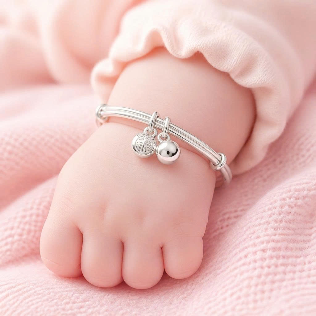 Vòng Tay Bạc Nguyên Chất 99 Cho Bé - Charm Thú Và Bùa Bình An - VTB99B007