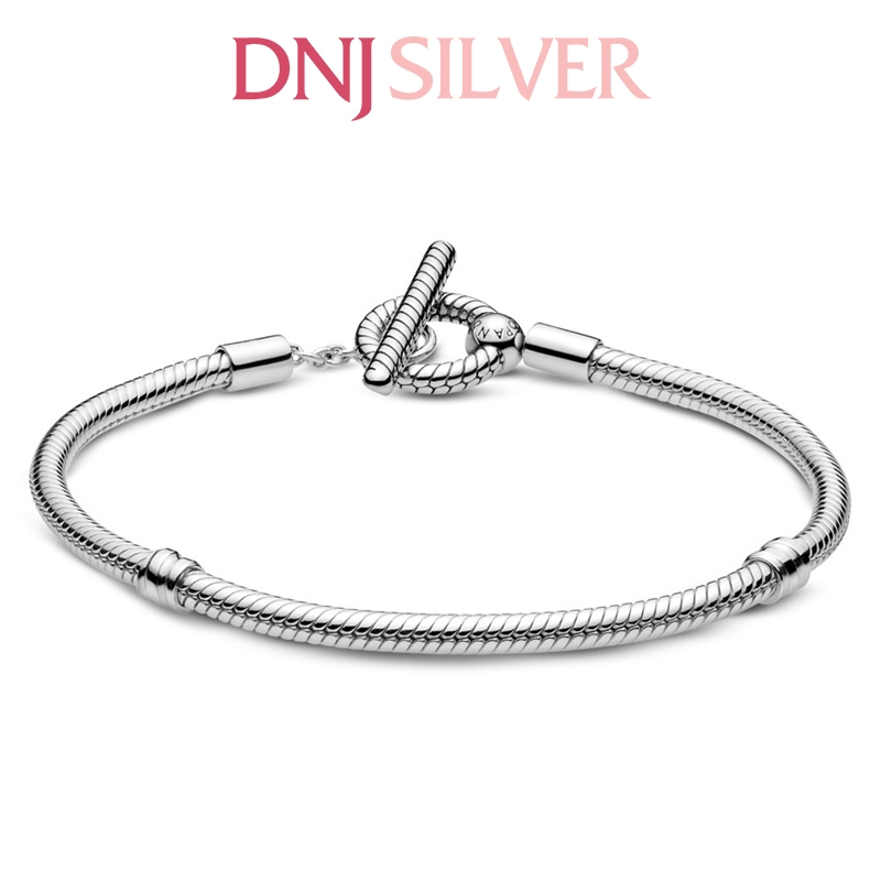Vòng tay charm bạc 925 cao cấp - Vòng charm Moments T-Bar Snake Chain - Vòng tay dành cho nam và nữ - Vòng mềm