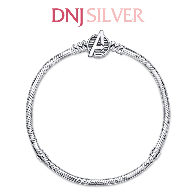 Vòng tay charm bạc 925 cao cấp - Vòng charm Marvel The Avengers Logo Clasp Snake Chain - Vòng tay dành cho nam và nữ