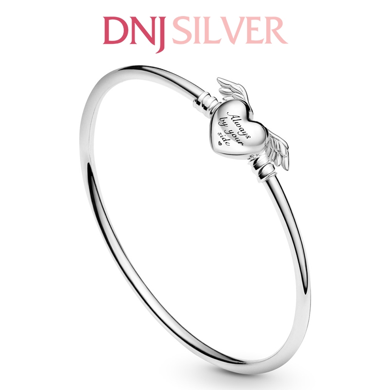 Vòng tay charm bạc 925 cao cấp - Vòng Moments Winged Heart Bangle - Vòng tay dành cho nam và nữ