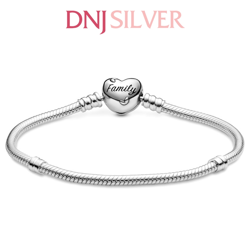 Vòng tay charm bạc 925 cao cấp - Vòng charm Moments Family Tree Heart Clasp Snake Chain - Vòng tay dành cho nam và nữ - Vòng mềm