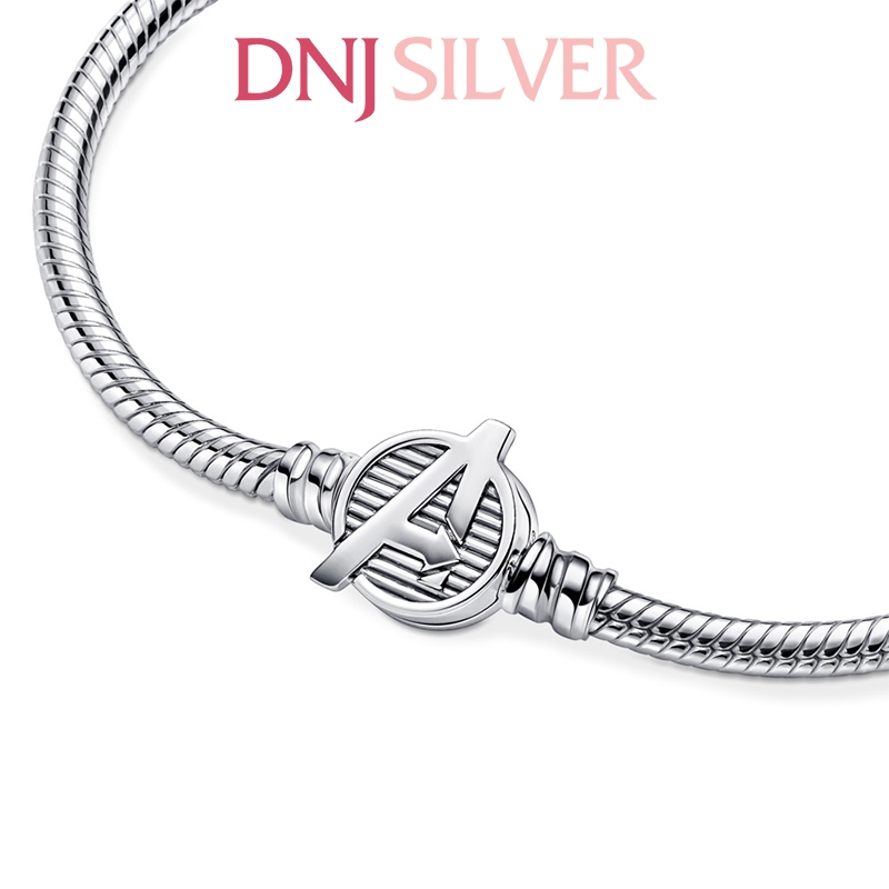 Vòng tay charm bạc 925 cao cấp - Vòng charm Marvel The Avengers Logo Clasp Snake Chain - Vòng tay dành cho nam và nữ
